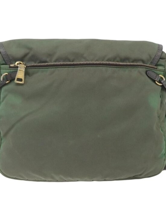 PRADA Shoulder Bag Nylon Green Gold Auth - Picture 2 of 16